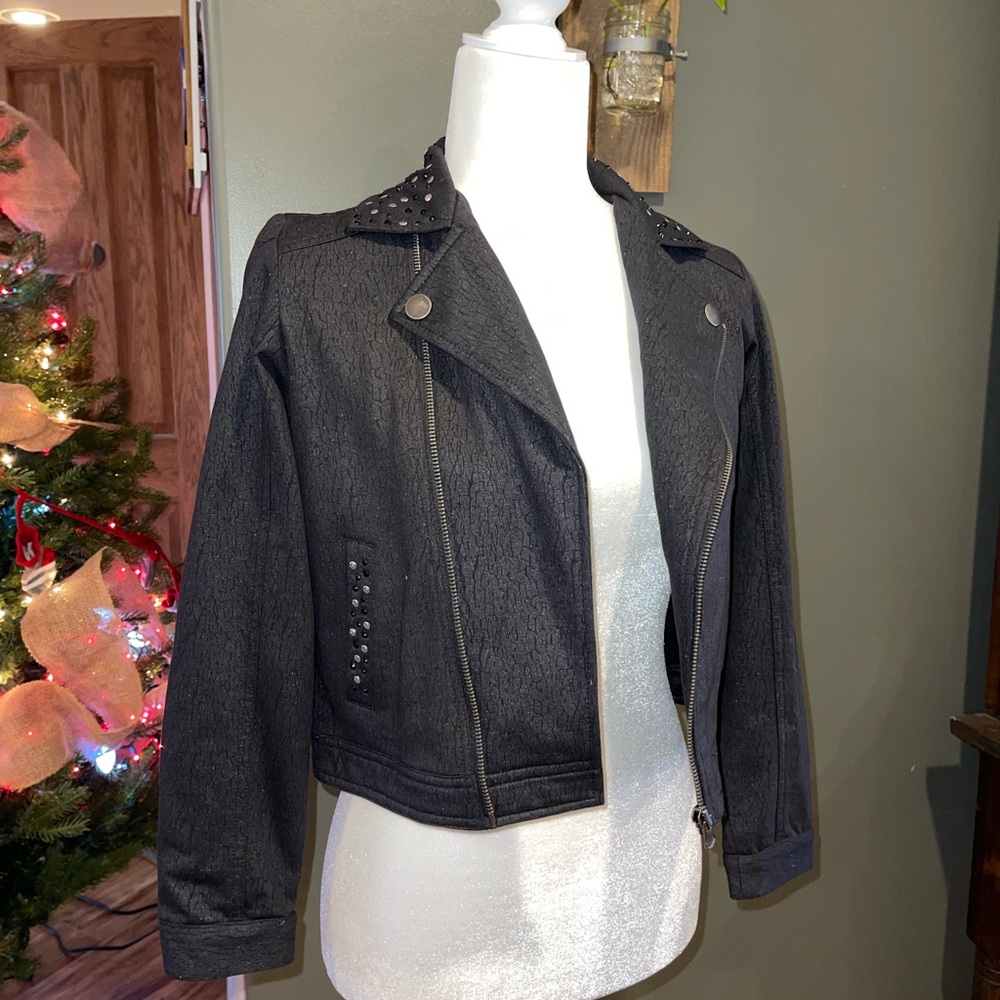 Girls Size 12‎ Justice Black Jacket Coat w/ Rhinestones